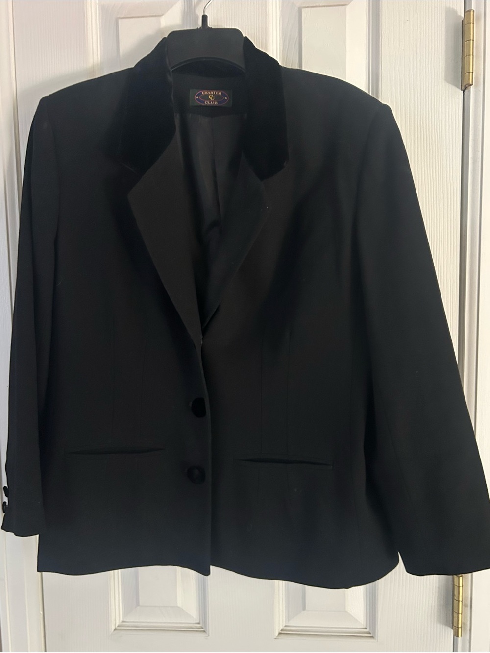 Charter Club Black Blazer with Velvet Collar. GUC.